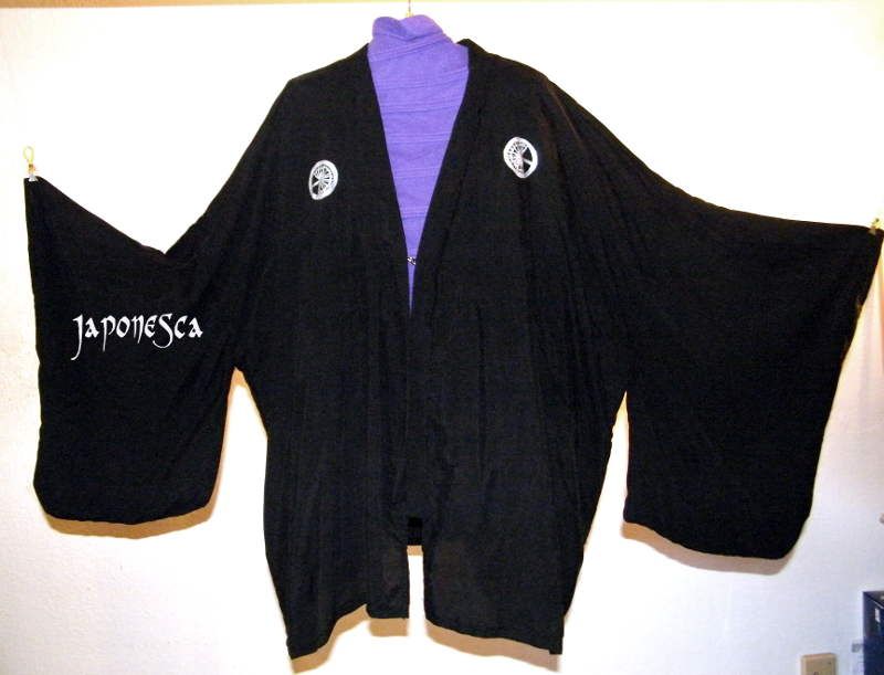 Haori en seda con estampacion artesanal