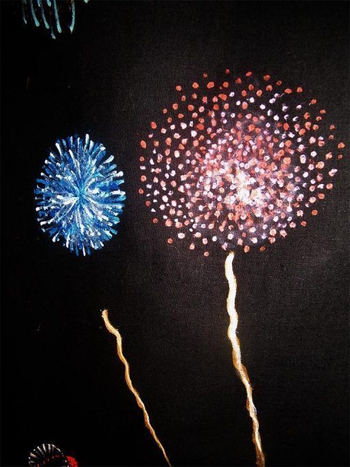 noren con hanabi, cortina con fuegos artificales
