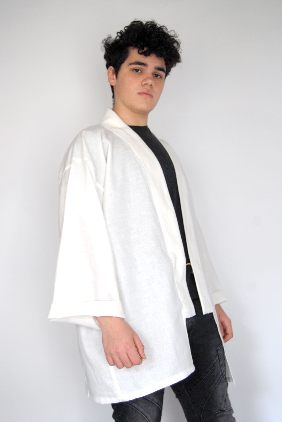 haori caballero lino blanco