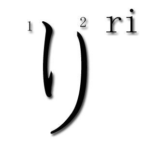 orden de trazos hiragana ri