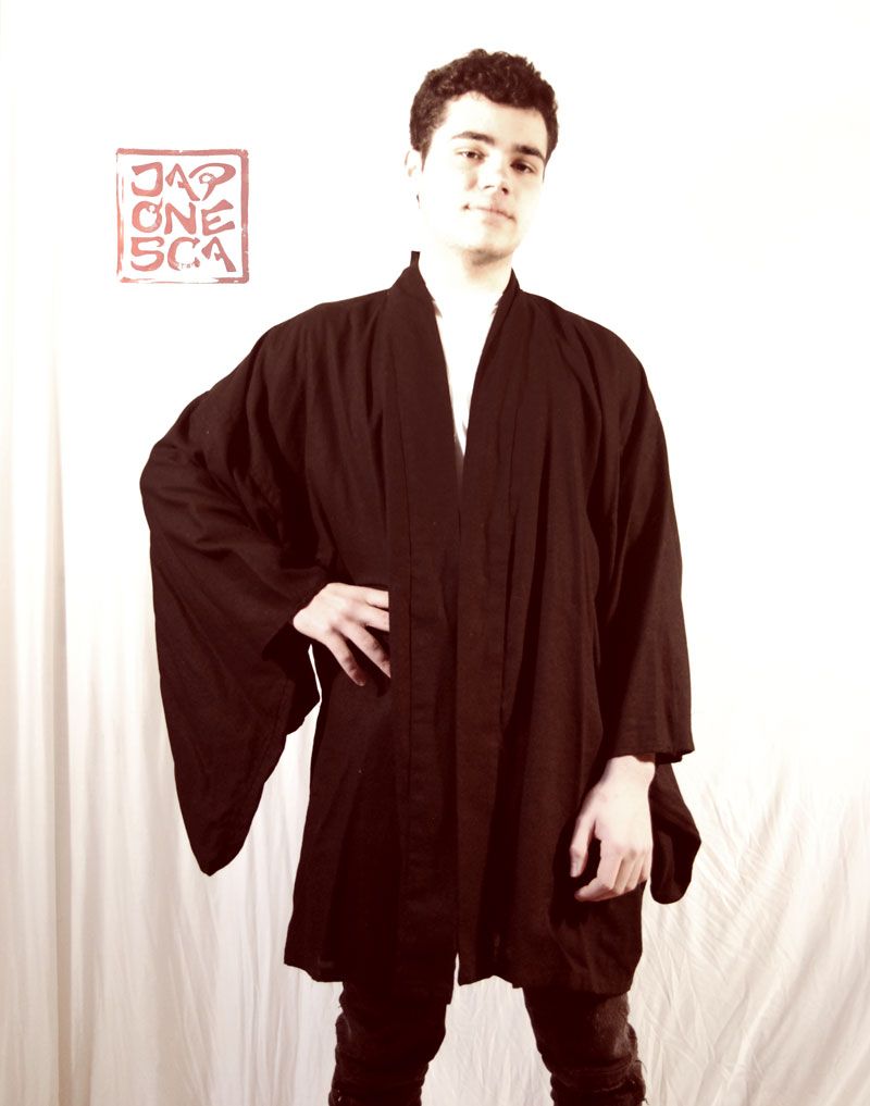 Haori unisex XXL lino negro